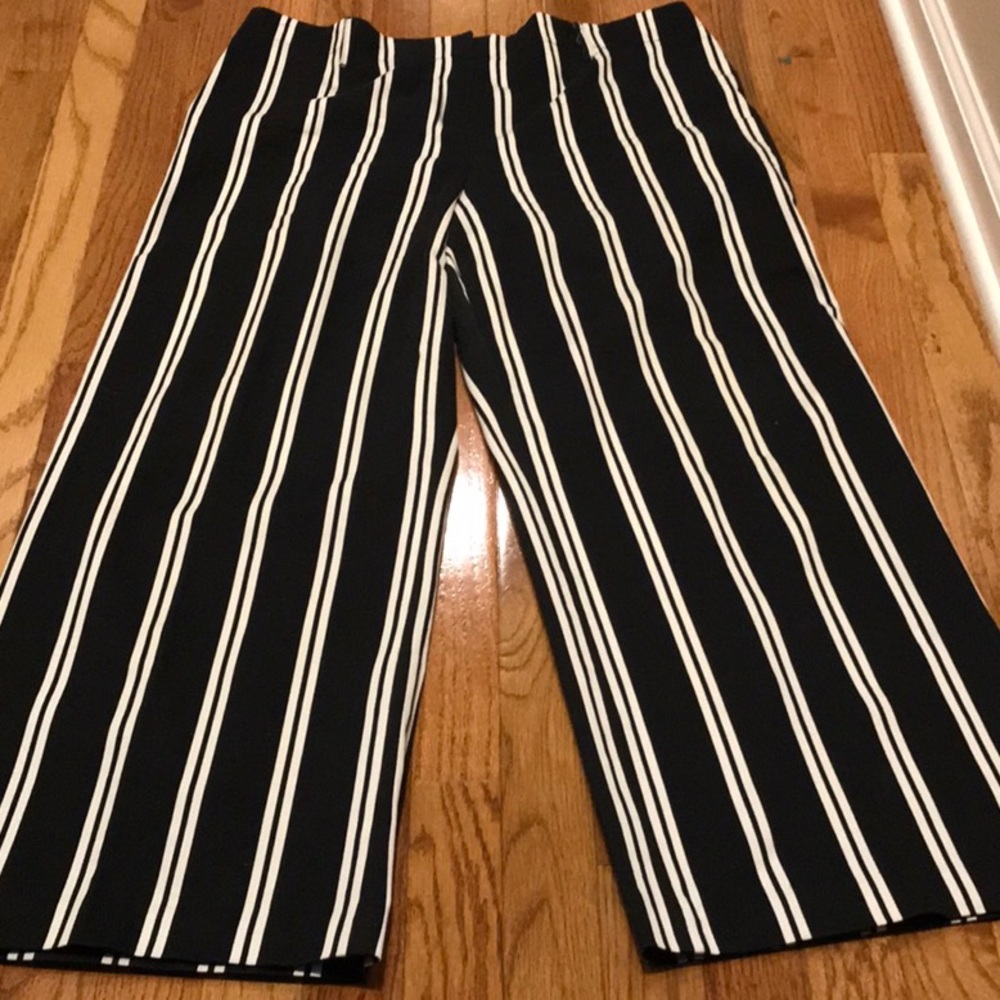 Black and White Striped Women's Pants
